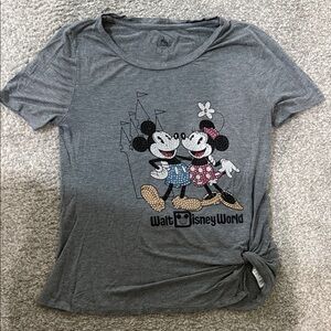 Disney Gray Tee with sparkle Mickey and Minnie